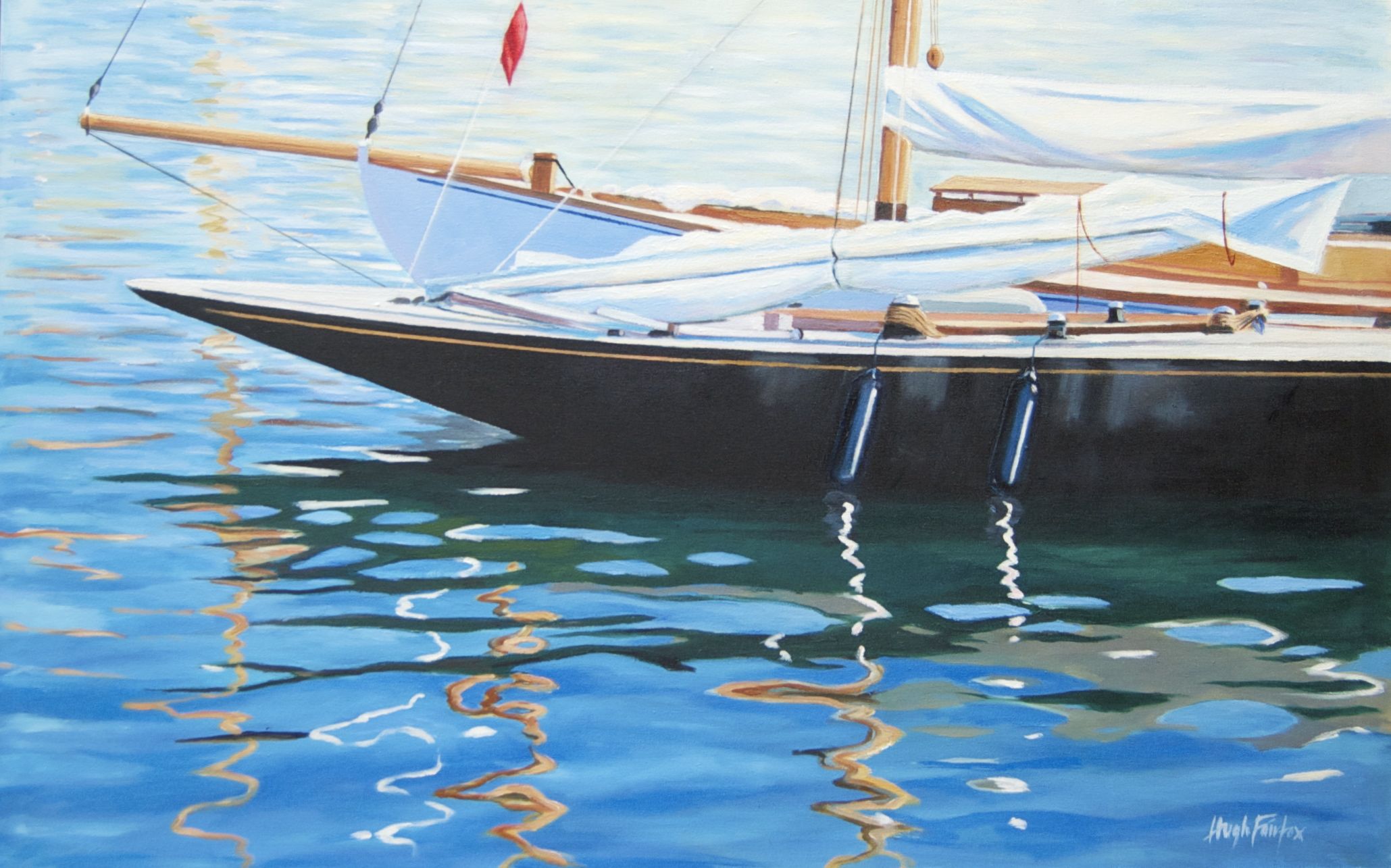 After the Race – Les Voiles de St.Tropez. Oil on canvas. 48 by 30 inches.